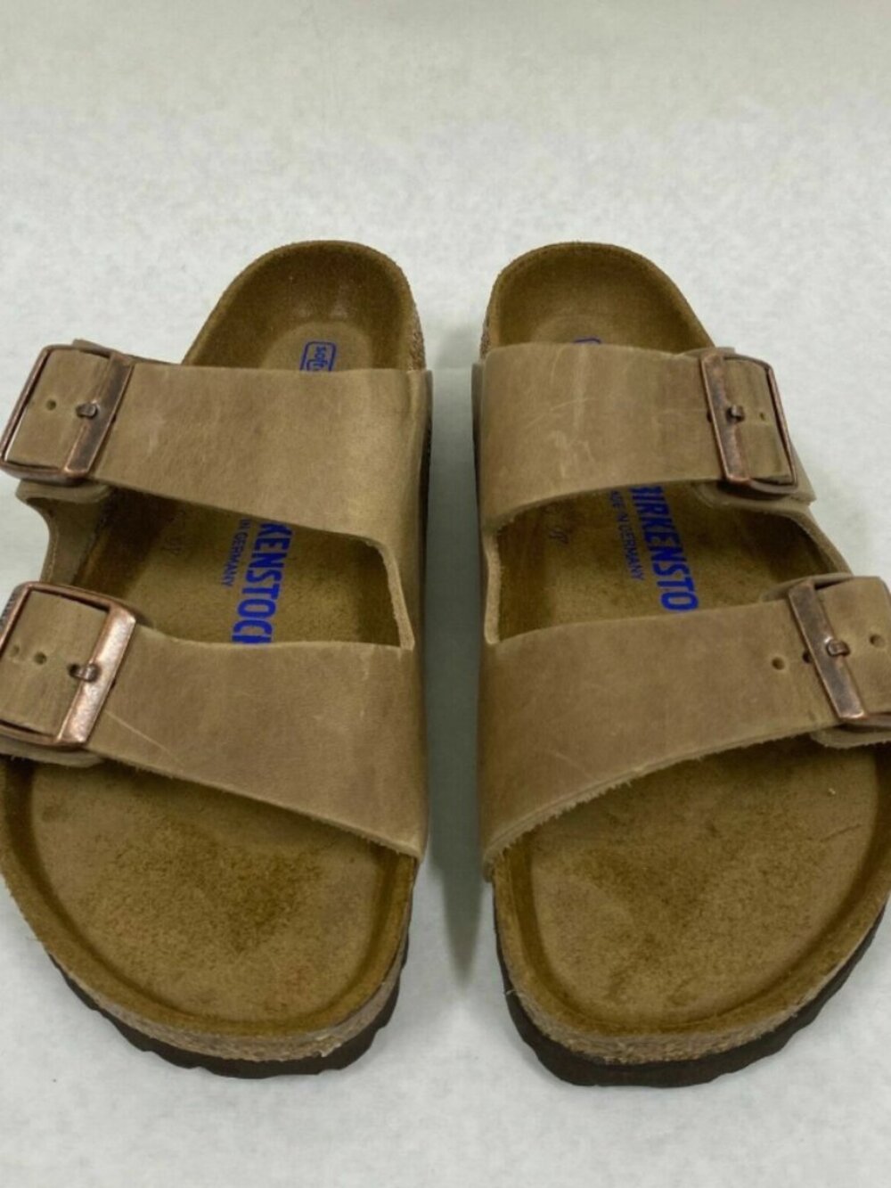Birkenstock Arizona Tobacco Brown Oiled Leather Soft Footbed Regular Width